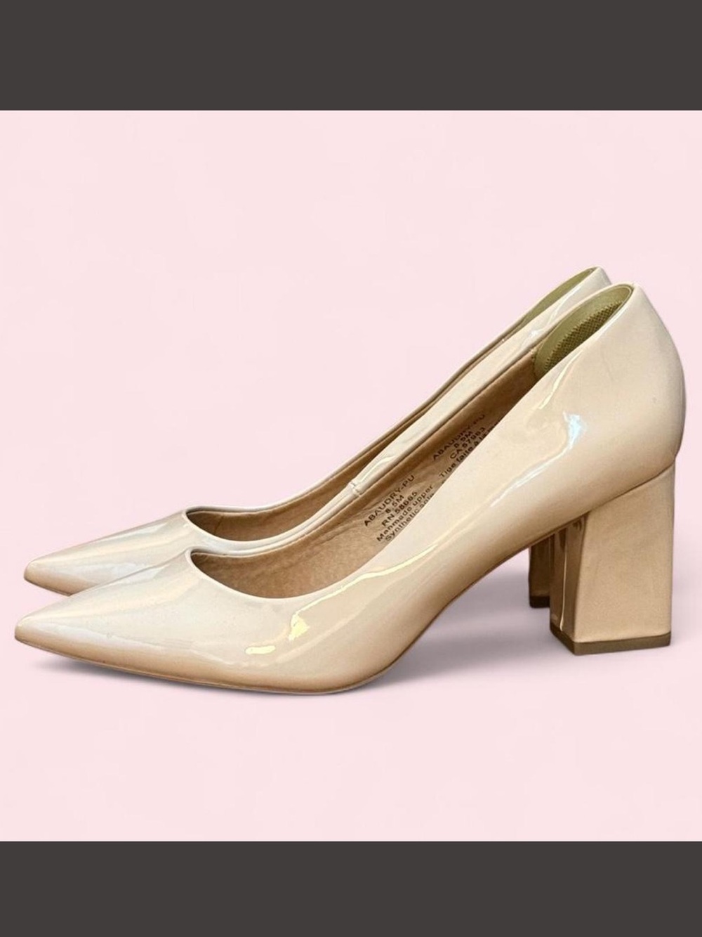 Abound Nude Patent Pointed-Toe Block Heel Pumps 8.5